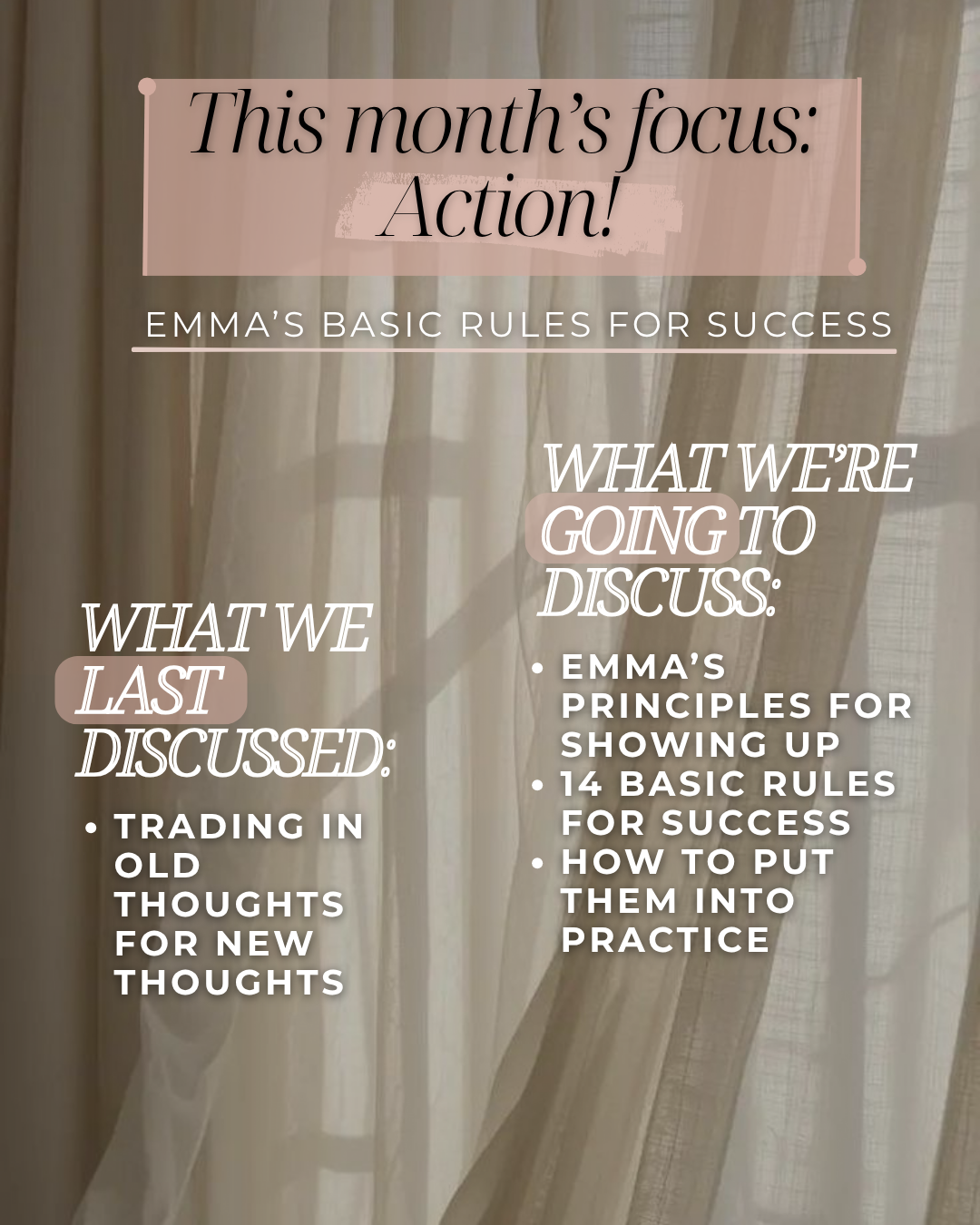 Inspirate Marketing graphic introducing a monthly focus on action